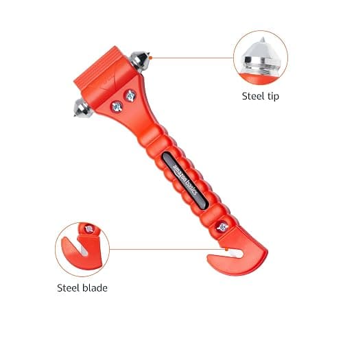 Amazon Basics Emergency Seat Belt Cutter and Window Hammer Tool, Car Accessories, 2 Pack thumbnail 2
