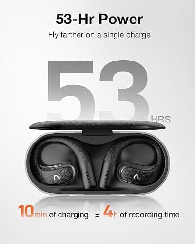 VIAIM OpenNote AI Voice Recorder – Open Ear Headphones with FlashRecord, Call Recording, Real-Time Transcription, Translation, AI Assistant, for Students, Professionals & Interview Recording, Black thumbnail 8