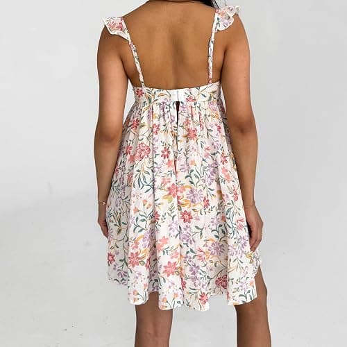 Awoscut Women Cute Babydoll Mini Dress Ruffle Strap Maternity Dresses Summer Y2K Flowy Teens Short Sundress thumbnail 7