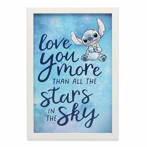Disney Lilo and Stitch Love You More Framed Wood Wall Decor - Adorable Stitch Wall Art for Kids' Bedroom or Movie Room - Image 1