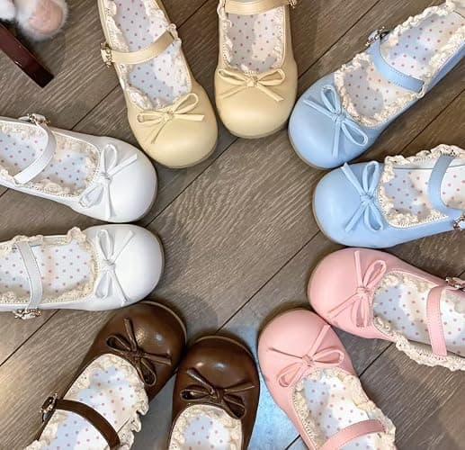 BEROBELLO Harajuku Sweet Lolita Ballet Flats Comfortable Mary Jane Shoes | Kawaii Pastel Style, Lace Trim, Wide Toe Box & Polka Dot Lining—for Anime Cosplay, Party & Cute Daily Wear, Teens and Adults thumbnail 6