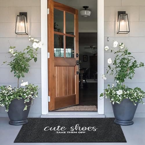 Front Door Mat Welcome Mats Cute Shoes Take Them Off Entry Non Slip Doormats for Entryway Ideal Inside Outside Home High Traffic Area Black 47 Inch x 17 Inch thumbnail 7