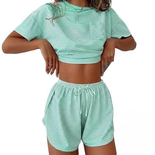 Ekouaer Womens Pajama Sets Sexy Lounge Sets Side Split Short Pj Sets | Cute Pjs,Sexy Loungewear Set,Coquette Pajamas,High Split Matching Sets,Sleepwear for Gifts,Party,Sleepovers,Honeymoon - Image 1