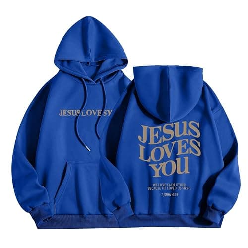 Jesus Loves You Hoodie Womens Christian Sweatshirt Christian Hoodies Oversized Jesus Sweatshirt Long Sleeve Pullover - Image 1