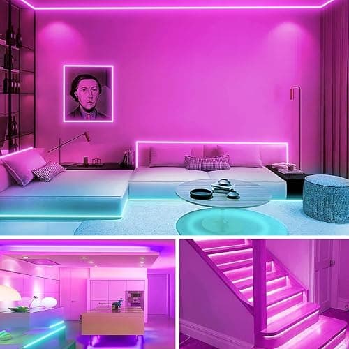 KSIPZE 30m Led Strip Lights RGB Music Sync Color Changing, Led Lights with Smart App Control Remote, Lights for Bedroom Lighting Flexible Home Decoration thumbnail 6