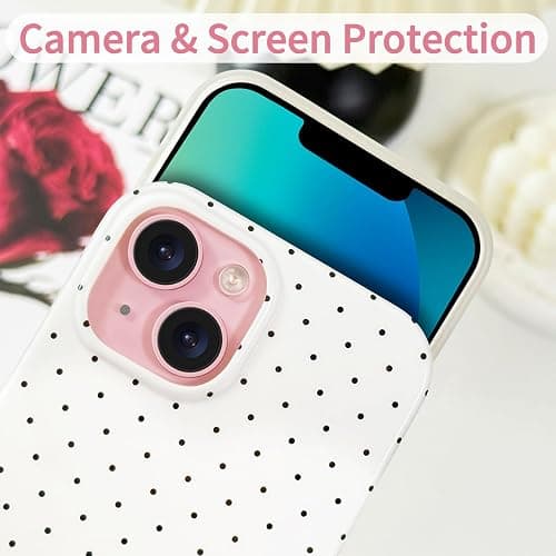 Hython for iPhone 14 Case & iPhone 13 Case Cute Polka Dot Aesthetic Design Simple Cover 6.1", Thin Slim Anti-Scratch Soft TPU Bumper Shockproof Rubber Protective Phone Cover Women Girls Girly, White thumbnail 3