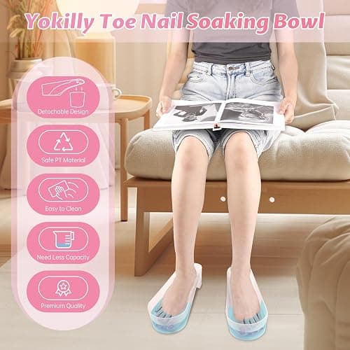 Yokilly Toe Nail Soaking Bowl, 2 PCS Toenails Soak Off Bowl, Shoe Design Foot Bath Soak Tub Bowl, Acetone Proof Pedicure Foot Spa Nail Soaker Bowl for Soak Off Dip Powder Gel Polish Remover (Clear) thumbnail 5