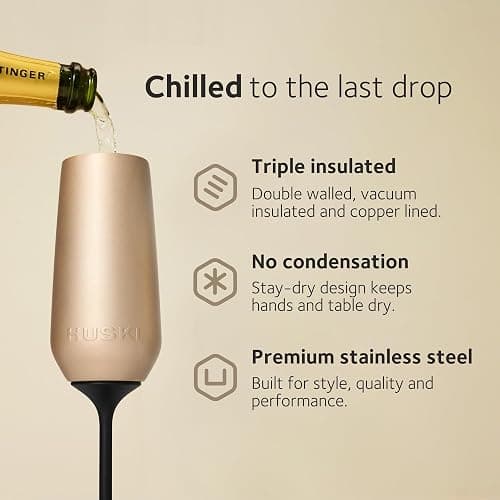 Huski Champagne Flute | NEW | Award-winning Design with Detachable Stem | Premium Stainless Steel Champagne Glass with Lid | Triple Insulated Tumbler | 8oz Capacity | Great Gift (Powder Pink) thumbnail 4