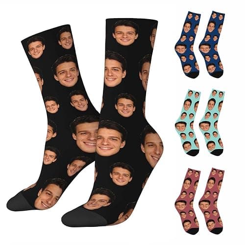 COWDIY Custom Faces Socks with Photo Personalized Funny Crew Socks Gift Novelty Sock for Men Women - Image 1