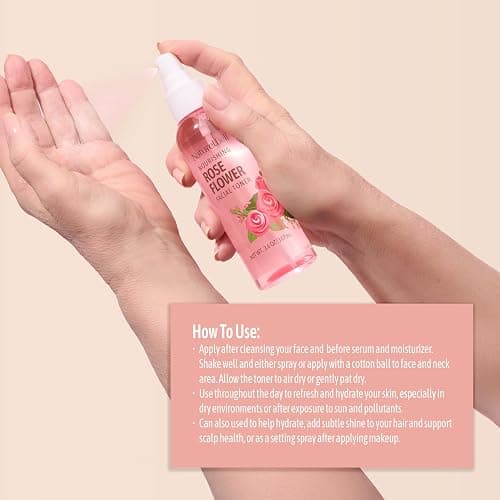 NATURE WELL Rose Water Hydrating Facial Toner Mist for Dewy & Radiant Skin, Refreshing, Conditioning, Soothing, Moisturizing, Perfect for Travel, 4 Fl Oz thumbnail 9