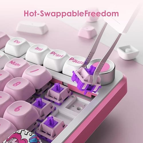 My Little Pony Wireless Mechanical Keyboard - 101 Keys RGB Gaming Keyboard with Custom Linear Switches, Hot-Swap & Knob Control, Triple Connection (BT5.0/USB-C/2.4GHz), Ergonomic for Work & Gaming thumbnail 6