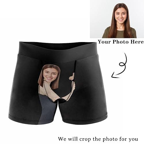 LEINTEREST Custom Men's Boxer Briefs Girlfriend Face Hug My Treasure Personalized Funny Face Shorts Underwear with Photo thumbnail 2