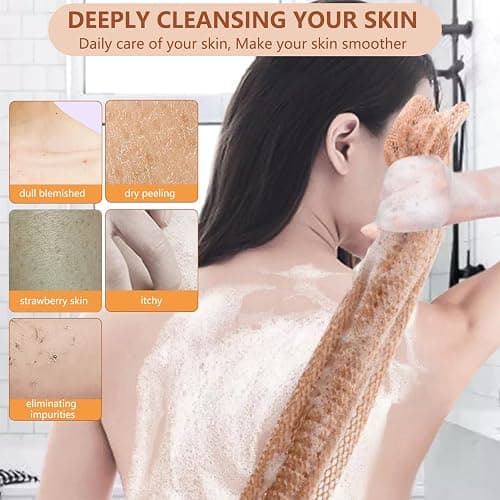 : GaoBangM African Net Sponge Set (4PCS) Exfoliating Shower Puff for Adults, Durable Bath Sponges for Men and Women, Soft Body Scrubber with Deep Cleansing Ideal Bath Accessories Gift Set thumbnail 4