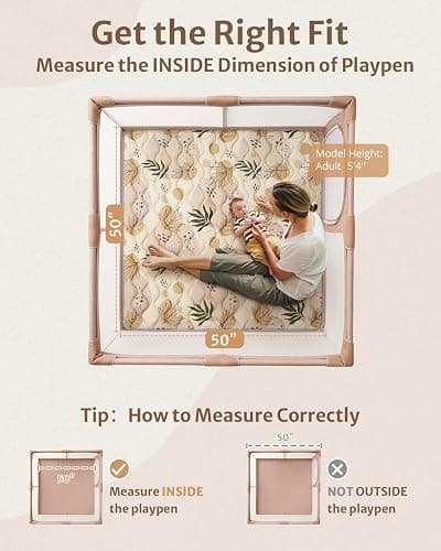 Blissful Diary Baby Play Mats for Floor, 50x50 Playpen Mat, Thick Cushioning Padding Foam Playmat for Baby and Toddlers Infants, Non-Slip & Machine Washable, Earth Tones Design thumbnail 2