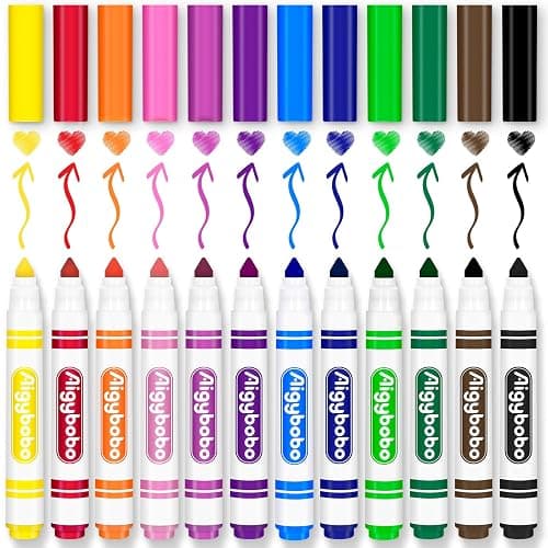 Aigybobo 240 Count Washable Markers Bulk, 12 Assorted Colors, Broad Line Conical Tip Coloring Markers for Kids, Markers Bulk Pack for Classroom, School Art Supplies & Back to School Supplies thumbnail 2
