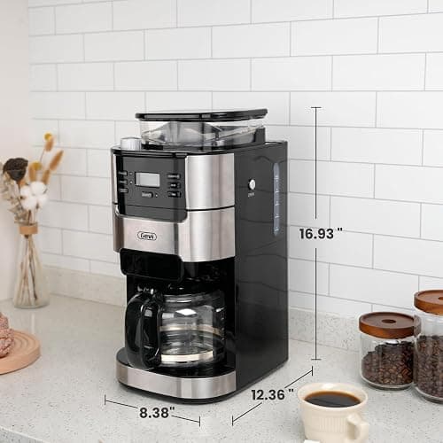 Gevi 10-Cup Coffee Maker with Built-in Burr Grinder, Programmable Timer, 1.5L Water Tank, Reusable Filter & Warming Plate – Drip Coffee Machine for Fresh Ground Coffee thumbnail 3