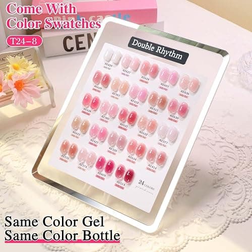 Double Rhythm 28Pcs 0.5Oz Gel Nail Polish Set Same Color Same Bottle Gel Polish Kit Nail Art Manicure Salon DIY at Home for Women (Jelly Sheer Clear Collection-T24-8) thumbnail 6