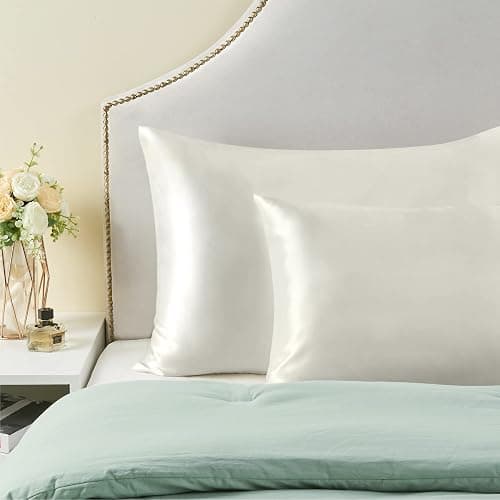BEDELITE Satin Pillowcase for Hair and Skin, Super Soft and Cooling Similar to Silk Pillow Cases 2 Pack with Envelope Closure, Gift for Women Men(20"x26" Standard Size, Ivory) thumbnail 8