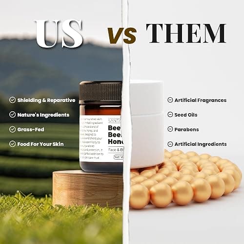 Santa Cruz Paleo, Beef Tallow, Beeswax & Honey Face Moisturizer, Organic, Unscented Grassfed Beef Tallow Skin Care, Sunscreen Free, Non Comedogenic Face & Body Moisturizer for Sensitive Skin, 2 Oz thumbnail 5