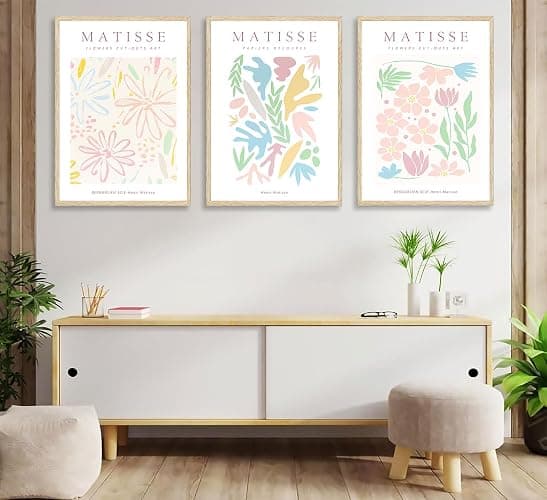 3 Pcs Danish Pastel Henri Matisse Wall Art Colorful Flower Market Canvas Wall Decor Mid Century Modern Boho Pictures Paintings Posters for Living Room Bedroom Home Decorations 12x16in Unframed thumbnail 6