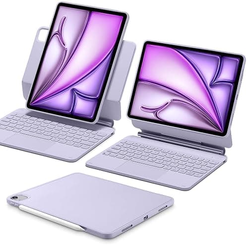 ESR iPad Air 11 Inch Case with Keyboard (M3/M2, 2025/2024) & iPad Pro 11/Air 5th/4th Gen Keyboard, Easy-Set Magnetic Stand, Portrait/Raised Modes, with Removable Protective Case, Purple - Image 1