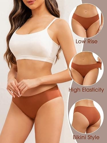 Kiqnsam Seamless Underwear for Women No Show Hipster Bikini Panties Low Rise Cheeky Breathable Soft Invisible Briefs 6 Pack thumbnail 4