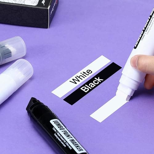 Bunnyclover Paint Markers Pens, 2 Pack of Black and White, Premium Permanent Acrylic Paint Pens Markers for Tagging, Signs, Stone, Wood, Ceramic, Non-Toxic,15mm Jumbo Tip thumbnail 2
