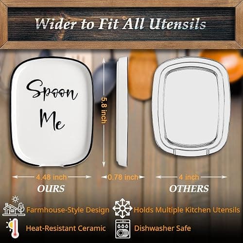 Ceramic Spoon Rest for Stove Top, Large Spoon Holder for Kitchen Counter, White Coffee Spoon Rest, Heat-Resistant Cooking Utensil Rest, Modern Farmhouse Kitchen Décor thumbnail 4