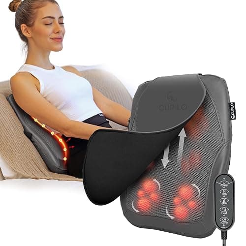CuPiLo Shiatsu Back Massager for Deep Tissue Pain Relief, 4D Kneading & Rolling Up and Down Car Lower Back Massager with Heat for Office and Home Use - Image 1