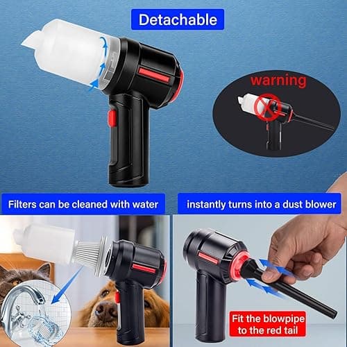 Meudeen Air Duster - Computer Vacuum Cleaner - for Keyboard Cleaning- Cordless Canned Air- Powerful - Energy-Efficient(Air-01) - Black thumbnail 7