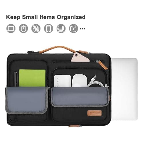 MOSISO 360 Protective Laptop Shoulder Bag,15-15.6 inch Computer Bags Compatible with MacBook Pro 16 inch, HP, Dell, Lenovo, Asus Notebook,Side Open Messenger Bag with 4 Zipper Pockets, Black thumbnail 4