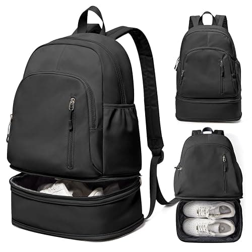 VENATIN Gym Backpack for Women Men, Lightweight Gym Bag with Shoe Compartment, Waterproof Sports Backpack with Wet Pocket, Black - Image 1