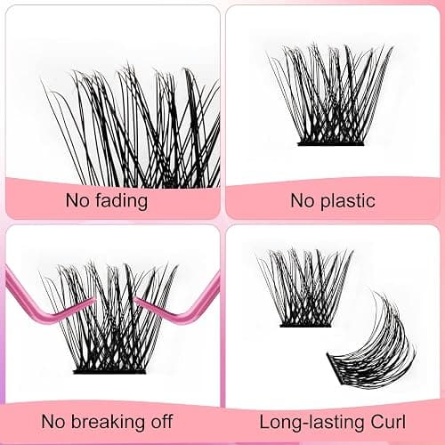 Lash Clusters DIY Eyelash Extensions 96 Clusters Lashes D Curl 0.07 Natural Individual Lash Extensions Mixed Tray False Eyelashes Soft & Strong Thin Band DIY at Home (F32-0.07D, 8-16mm) - F32 - 8-16mm thumbnail 7