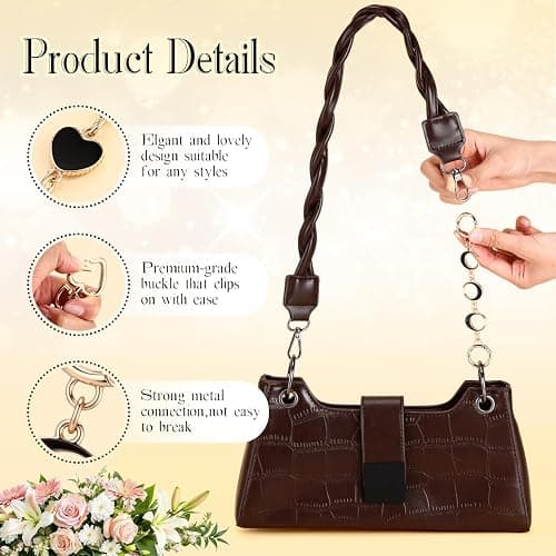 Sureio 5 Pcs Bag Extender Chain Pearl Purse Chain Ribbon Bow Keychain Extender Bag Strap Purse Charms Accessories for Handbag thumbnail 4