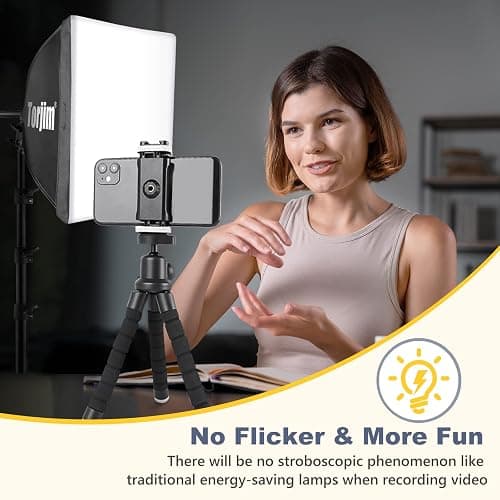 Torjim Softbox Photography Lighting Kit, 16'' x 16'' Professional Softbox Lighting Kit with 85W 3000-7500K LED Bulbs, Studio Lights for Photography/Video Recording/Live Streaming/Portraits Shooting thumbnail 5