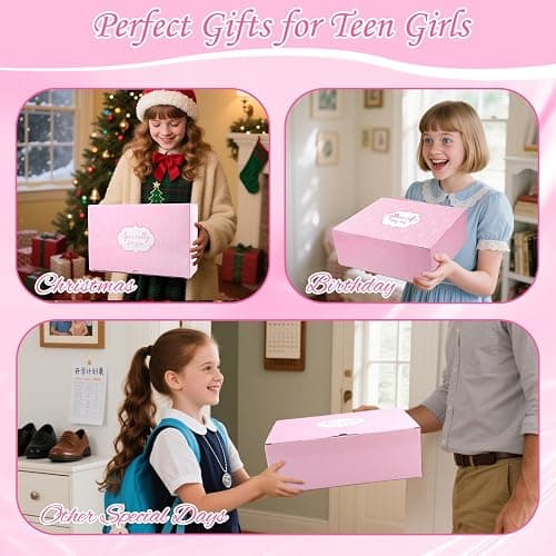 Gifts for Girls 7 8 9 10 11 12 13 14 15 Year Old, Birthday Gifts Presents for Teenage Girls Age 6-16, Insulated Tumbler with Lid and Straw, Makeup Brushes Cosmetic Bag Headband Keychain,Bow Coffee Cup thumbnail 7