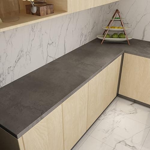 16"×354" Dark Grey Black Concrete Wallpaper Peel and Stick 3D Thick Faux Concrete Cement Contact Paper Vinyl Wrap Stained Matte Textured Waterproof Wall Sticker for Walls Bathroom Garage Living Room thumbnail 9