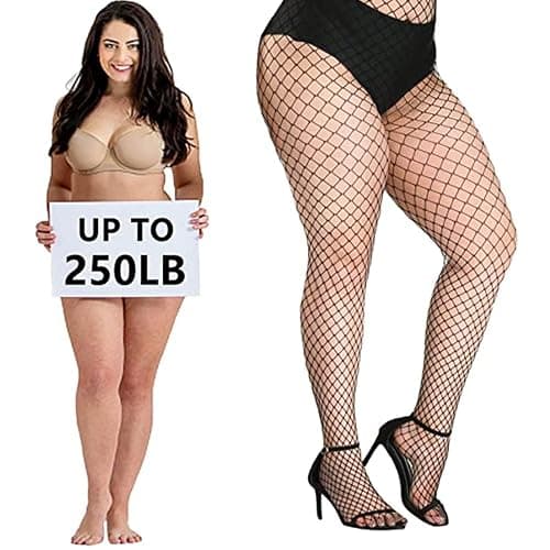Buauty Black Fishnet Stockings for Women, Fishnet Tights Plus Size One Size Fit All thumbnail 3
