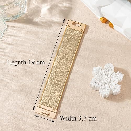 Rantanto Braid Leather Wrap Bracelet Trendy Stackable Crystal Cuff Boho Gold Heart Bracelet Jewelry Gift For Women - Wide Gold thumbnail 6
