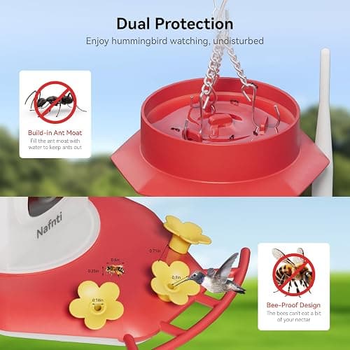 Hummingbird Feeder with Camera Solar Powered, 2K Live Stream Smart AI Bird Species Recognition, Leak-Proof & Ant-Bee Proof, IP65 Outdoor Wireless Bird Feeder thumbnail 4