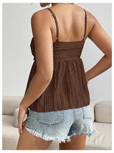 Verdusa Women's Peplum Babydoll Crop Tops Y2k Ruched Dressy Casual Cute Summer Spaghetti Strap Cami Going Out Top thumbnail 2