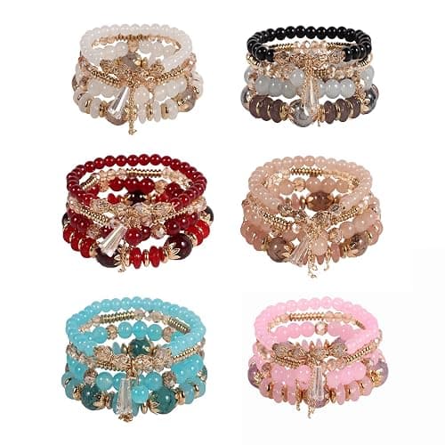 Solosoya Bohemian Boho Stackable Bracelets for Women Set, Girls Stretch Multilayer Stack Beads Colorful Beaded Charm Bracelets Girl Handmade Jewelry - Image 1