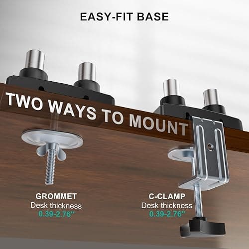 WALI Dual Monitor Stand for 13-32 inch Computer Screens, Dual Monitor Arms for 2 Monitors Holds up to 22 lbs, Height Adjustable Dual Monitors Mount, VESA 75x75/100x100mm (GSMP002N), Black thumbnail 8