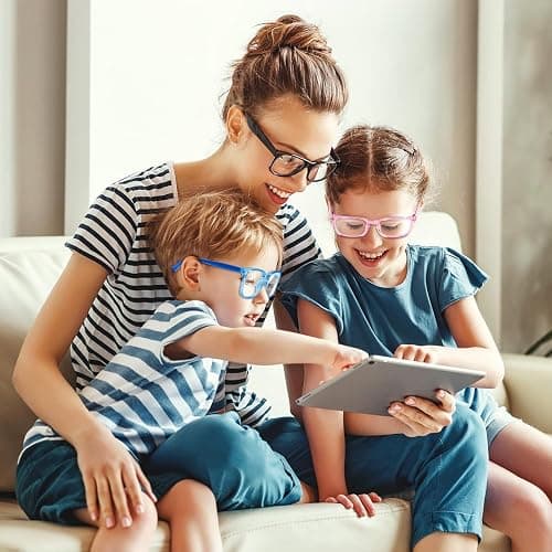 Okany Blue Light Glasses for Kids 3 Pack Blue Light Blocking Glasses for Girls Boys Computer Gaming Screen Glasses, Anti Glare Eyestrain Teen Fashion Glasses Age 3-10 (Grey Black+Transparent+Leopard) thumbnail 7