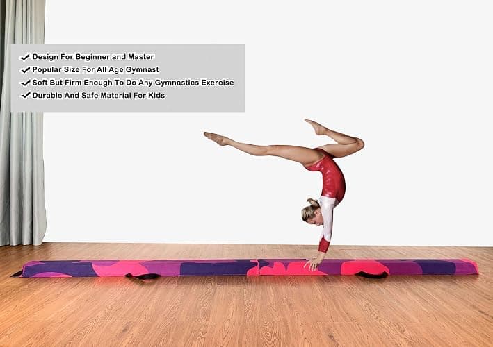 MARFULA 6 FT / 8 FT / 9 FT Folding Gymnastics Beam Foam Balance Floor Beam - Extra Firm - Suede Cover - Anti Slip Bottom with Carry Bag for Kids/Adults Home Use thumbnail 7