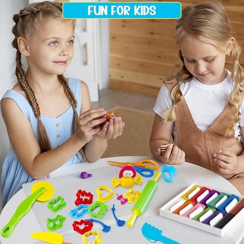Playdough Tool Kit, 28 Pcs Basic Clay and Dough Tools Starter Set for Kids Ages 3+ Creative Play Accessories with Various Shape Molds & Cutters, Sensory Clay Toys Gifts for Back to School Christmas thumbnail 2