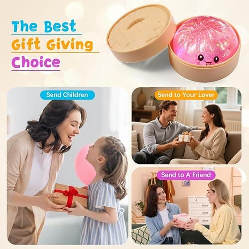 Sugar Glitter Dumpling Squishy,Viral Bao Bun Squishy Dumling Mystery Box,Stress Relief Fidget Squeeze Toy for Holiday & Birthday Gifts (Pink) thumbnail 6