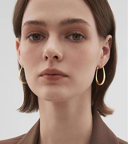 Gold Hoop Earrings Set for Women, 18 Pairs Hypoallergenic Statement Open Pearl Hoops Earring for Multipack, Gold Chunky Hoop Earrings for Women Trendy Jewelry thumbnail 8