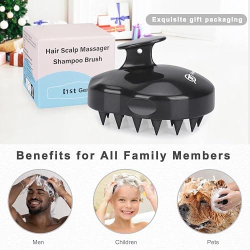 FREATECH Scalp Massager Hair Growth, Scalp Scrubber Shampoo Brush with Soft Silicone Bristles for Dandruff Removal and Hair Care, Wet & Dry Hair Massager Scalp Exfoliator for All Hair Types, Black thumbnail 6