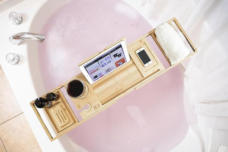 XcE Foldable Bathtub Tray Expandable to 105cm for Luxury Bath, Bath Tray for Bathtub (Bamboo) thumbnail 5